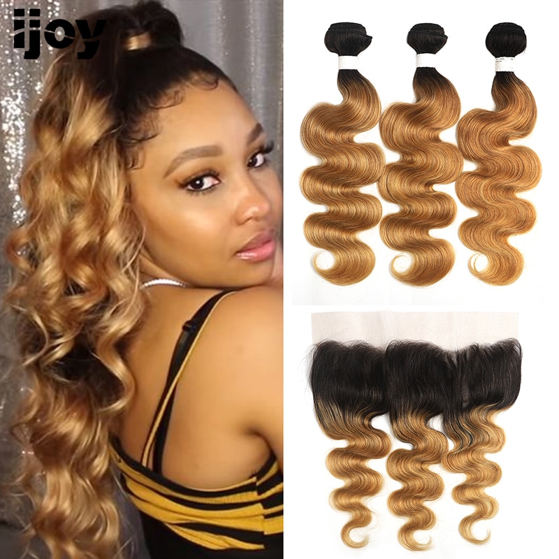 Body Wave Bundles With Frontal Ombre Blonde Human ..
